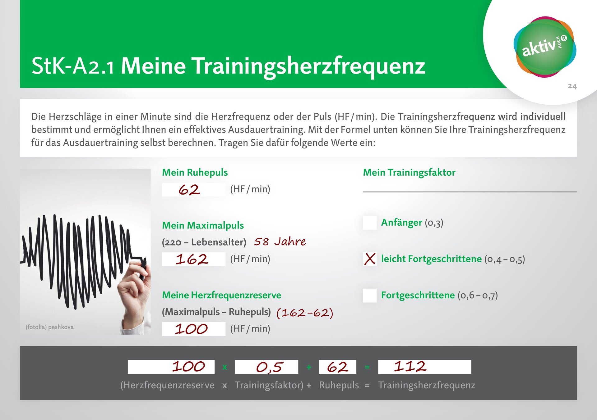 Darstellung uz Trainingsherzfrequenz 